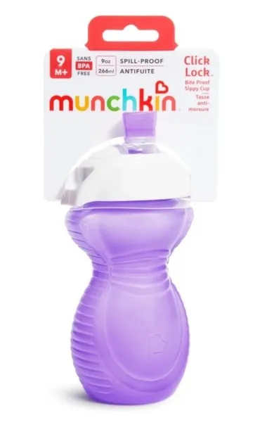 Munchkin, kubek treningowy z ustnikiem odpornym na gryzienie, fioletowy, 237 ml