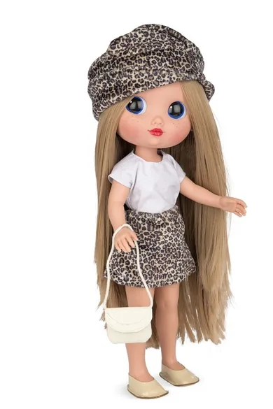 Munecas Arias, Dunya, lalka hiszpańska, strój w panterkę, 38 cm