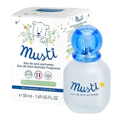 Mustela, Musti Eau De Soin, pielęgnacyjna woda perfumowana dla niemowląt i dzieci, 50 ml