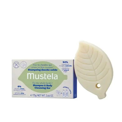 Mustela, Shampoo & Body Cleansing Bar, szampon w kostce do mycia włosów i ciała, 75g