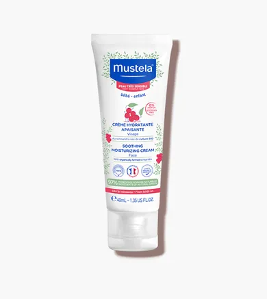 Mustela, Soothing Moisturizing Cream, łagodzący krem nawilżający do twarzy dla dzieci i niemowląt, 40 ml