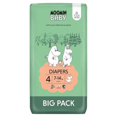 Muumi Baby, Eko Big Pack, pieluszki, rozmiar 4, Maxi, 7-14 kg, 63 szt.