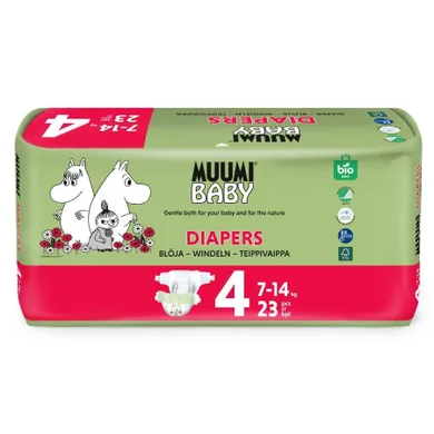 Muumi Baby, pieluszki ekologiczne 4, 7-14 kg, 23 szt.