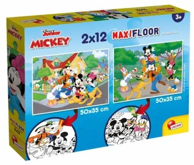 Myszka Miki, puzzle dwustronne supermaxi, 2-12 elementów, 50-35 cm