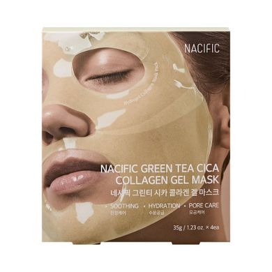 Nacific, Green Tea CICA Collagen, hydrożelowa maska w płacie, 4 szt.