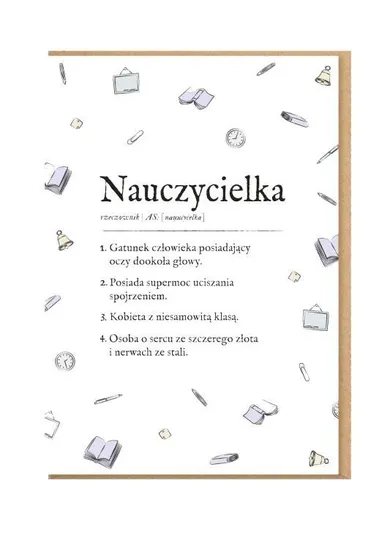 Nadwyraz.com, karnet okolicznościowy, Nauczycielka