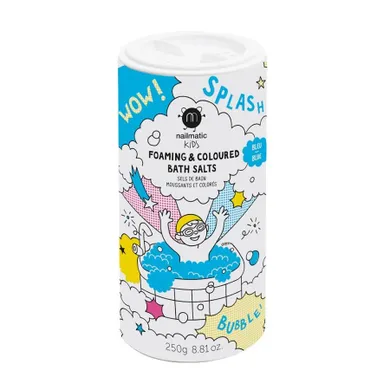 Nailmatic, Kids Foaming & Coloured Bath Salts, pieniąca się sól do kąpieli dla dzieci, Blue, 250g