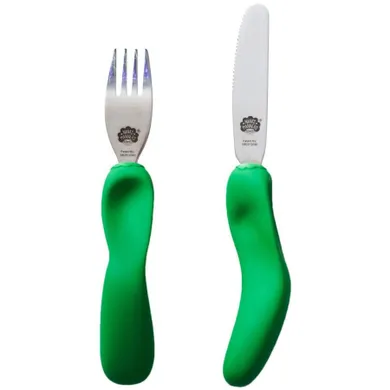Nana’s Manners, sztućce do samodzielnego jedzenia, widelec i nóż, zielone