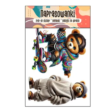 Naprasowanki, naplamki, 2 Misie, zestaw z deskorolką