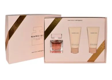 Narciso Rodriguez, Cristal, zestaw, woda perfumowana, 50 ml + balsam, 50 ml + żel pod prysznic, 50 ml