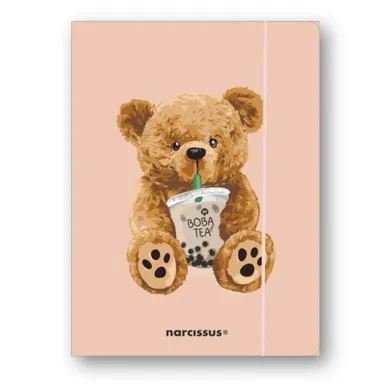 Narcissus, Teddies, teczka z gumką A4, Miś z boba tea