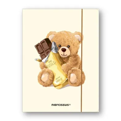 Narcissus, Teddies, teczka z gumką A4, Miś z czekoladą