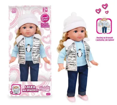 Natalia, lalka bobas w srebrnej kamizelce, 36 cm