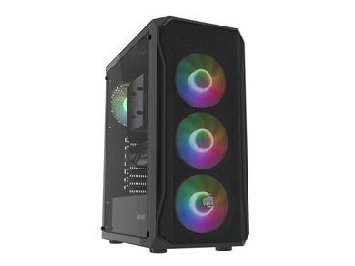 Natec, Fury Shobo SH4F RGB Midi Tower, obudowa komputerowa z oknem, czarna