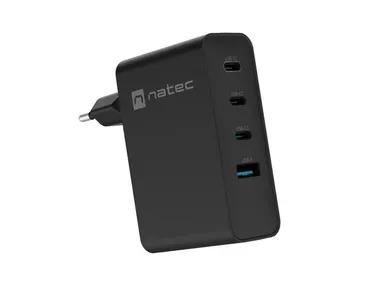 Natec, ładowarka sieciowa, RIBERA GAN 3X USB-C 1X USB-A, 100W, czarna