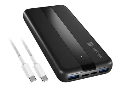 Natec, powerbank, TREVI SLIM Q V2, 10000mAh, PD USB-C, 20W + USB-A, 18W + KABEL USB-C