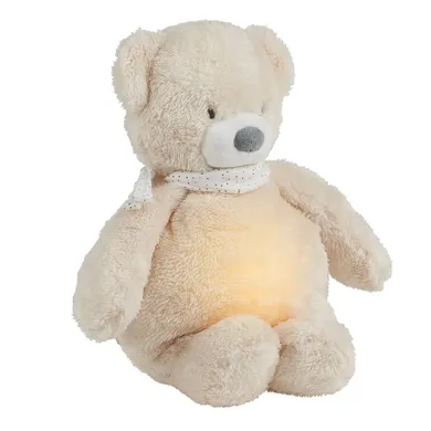 Nattou, Miś, lampka nocna pluszowa 4w1 z czujnikiem płaczu, Sleepy Bear, beżowy, 0m+
