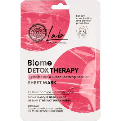 Natura Siberica, Lab Biome Detox Therapy, oczyszczająco-wygładzająca maska w płachcie, 25g