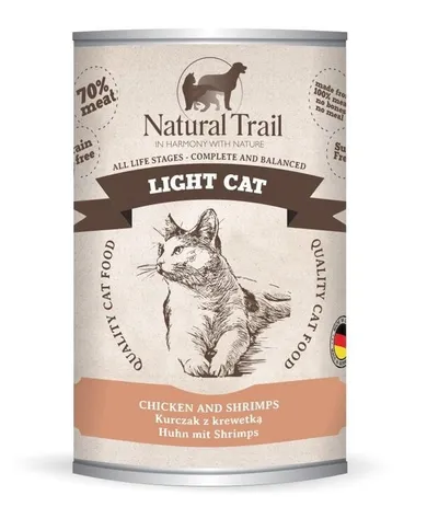 Natural Trail, Cat Ligh, kurczak z krewetką, karma mokra dla kotów, 400g
