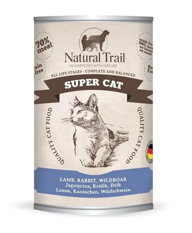 Natural Trail, Cat Super, mokra karma dla kota, jagnięcina/królik/dziczyzna, 400 g