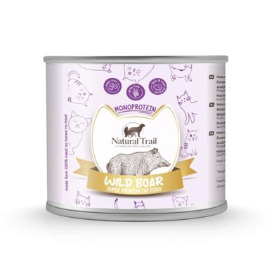Natural Trail, dzik, mokra karma monoproteinowa dla kotów, 185g