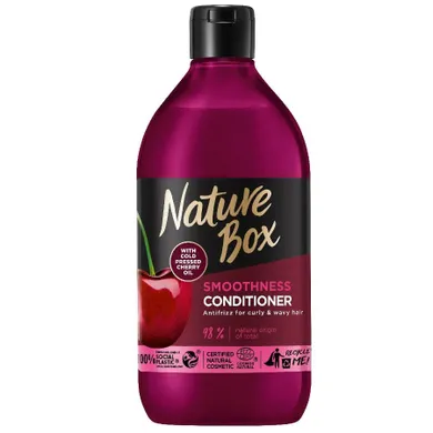 Nature Box, Cherry, Oil wygładzająca odżywka do włosów kręconych i pofalowanych z olejem z wiśni, 385 ml