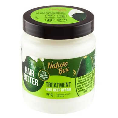 Nature Box, Hair Butter Treatment 4in1 Deep Repair, głęboko regenerująca maska ​​do włosów 4w1 z olejem z awokado, 300 ml