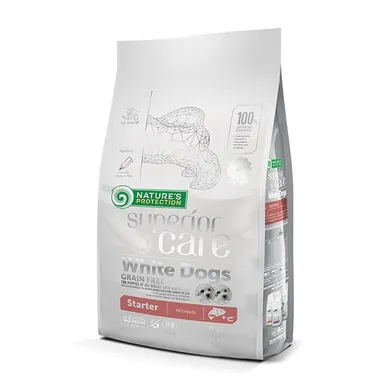 Nature's Protection, White Dogs, Grain Free, łosoś, karma sucha dla psów, 1.5 kg
