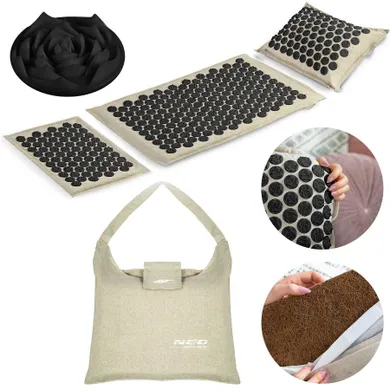 Neo-Sport, mata z kolcami do akupresury, szaro-czarna