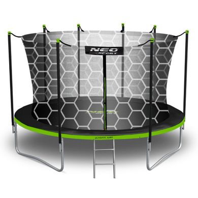 Neo-Sport, trampolina ogrodowa z siatką wewnętrzną i drabinką, 13ft/404 cm