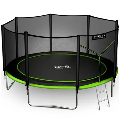 Neo-Sport, trampolina ogrodowa z siatką zewnętrzną i drabinką, 12ft/374 cm