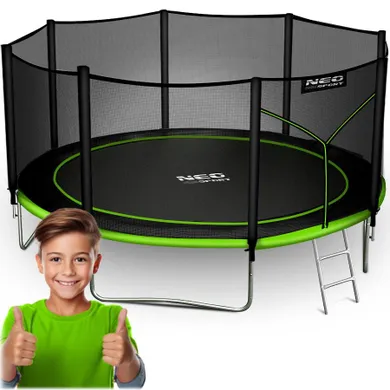 Neo-Sport, trampolina ogrodowa z siatką zewnętrzną i drabinką, 14ft/435 cm