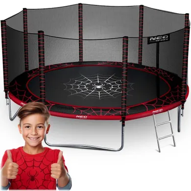 Neo-Sport, trampolina ogrodowa z siatką zewnętrzną i drabinką, 14ft/435 cm