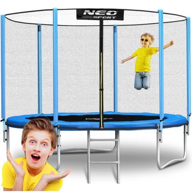 Neo-Sport, trampolina ogrodowa z siatką zewnętrzną i drabinką, 312 cm
