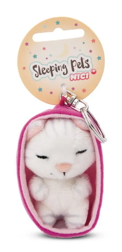 Nici, Sleeping Pets, kot biały w paski, brelok, 8 cm