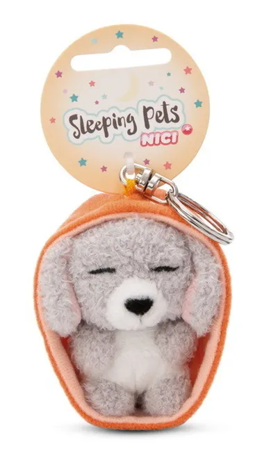 Nici, Sleeping Pets, pies pudel szary, brelok, 8 cm