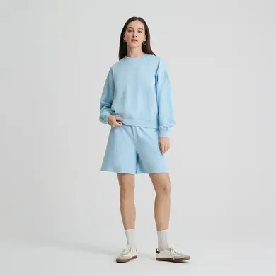 Niebieskie szorty loose z bawełny czesanej NOWEAR