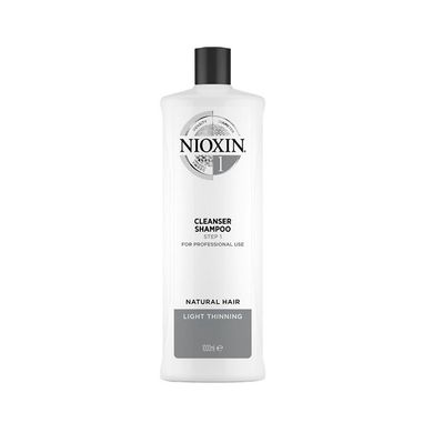 Nioxin, System, 1 Cleanser Shampoo, oczyszczający szampon do włosów normalnych, lekko przerzedzonych, 1000 ml