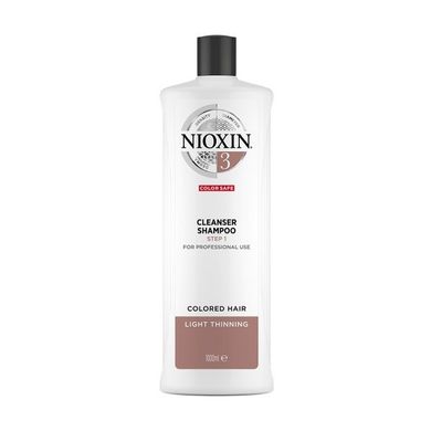 Nioxin, System 3 Cleanser Shampoo, oczyszczający szampon do włosów farbowanych lekko przerzedzonych, 1000 ml