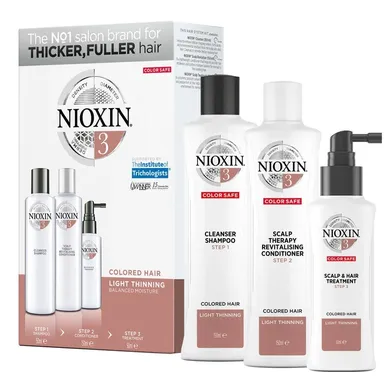 NIOXIN, System 3, szampon do włosów, 150 ml + odżywka do włosów, 150 ml + kuracja do włosów, 50 ml, zestaw