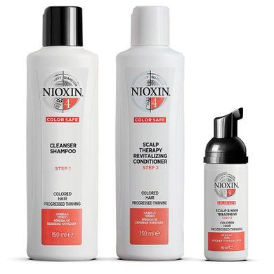 Nioxin, System 4, zestaw: szampon do włosów, 150 ml + odżywka do włosów, 150 ml + kuracja zagęszczająca do włosów, 40 ml