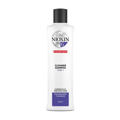 NIOXIN, System 6 Cleanser Shampoo, oczyszczający szampon do włosów po zabiegach chemicznych, znacznie przerzedzonych, 300 ml