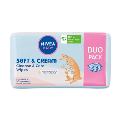 Nivea Baby, Soft & Cream, chusteczki biodegradowalne, 2-57 szt.