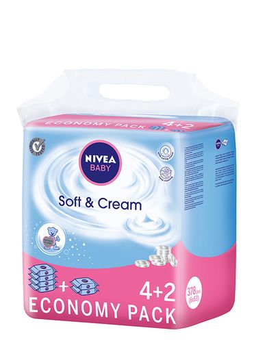 Nivea Baby, Soft & Creme, chusteczki, 6-63 szt.
