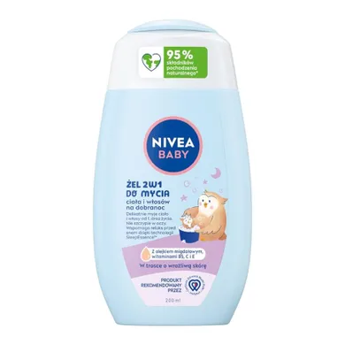 Nivea Baby, żel 2w1 do mycia ciała i włosów na dobranoc, 200 ml