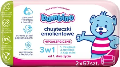 Nivea Bambino, chusteczki emolientowe 3w1, hipoalergiczne, 2-57 szt.