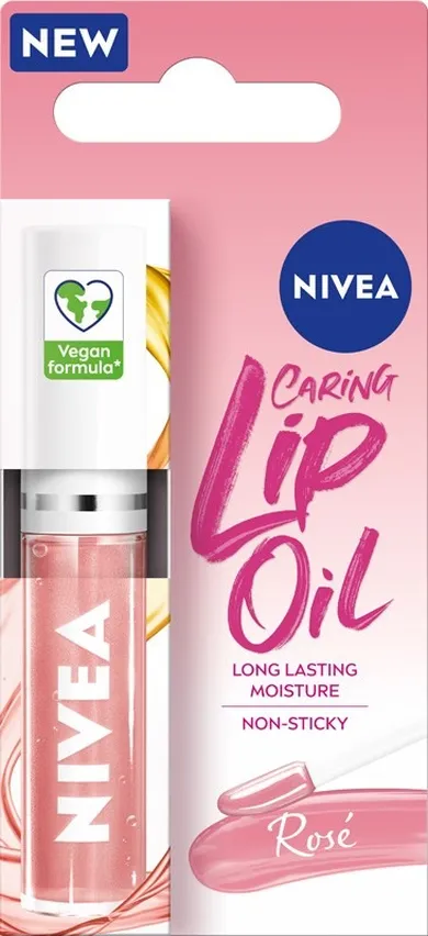 Nivea, Caring Lip Oil, nawilżający olejek do ust, rose, 55 ml