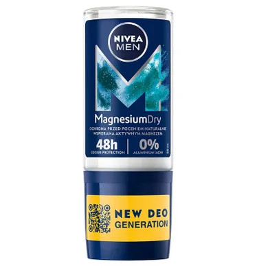 Nivea, dezodorant męski, Magnesium Dry 48h, roll-on, 50 ml