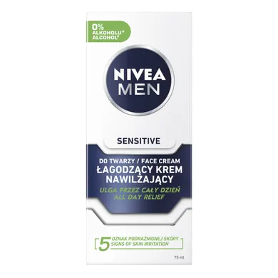 Nivea for Men, Sensitive, łagodny krem do twarzy, 75 ml