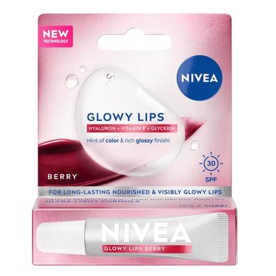Nivea, Glowy Lips, balsam do ust z wysoką ochroną SPF30, Berry, 10 ml